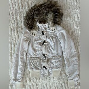 Y2K Vintage Abercrombie & Fitch Fur Hood Bomber Jacket Size S